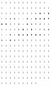 Mapa de caracteres da fonte Mailbomb