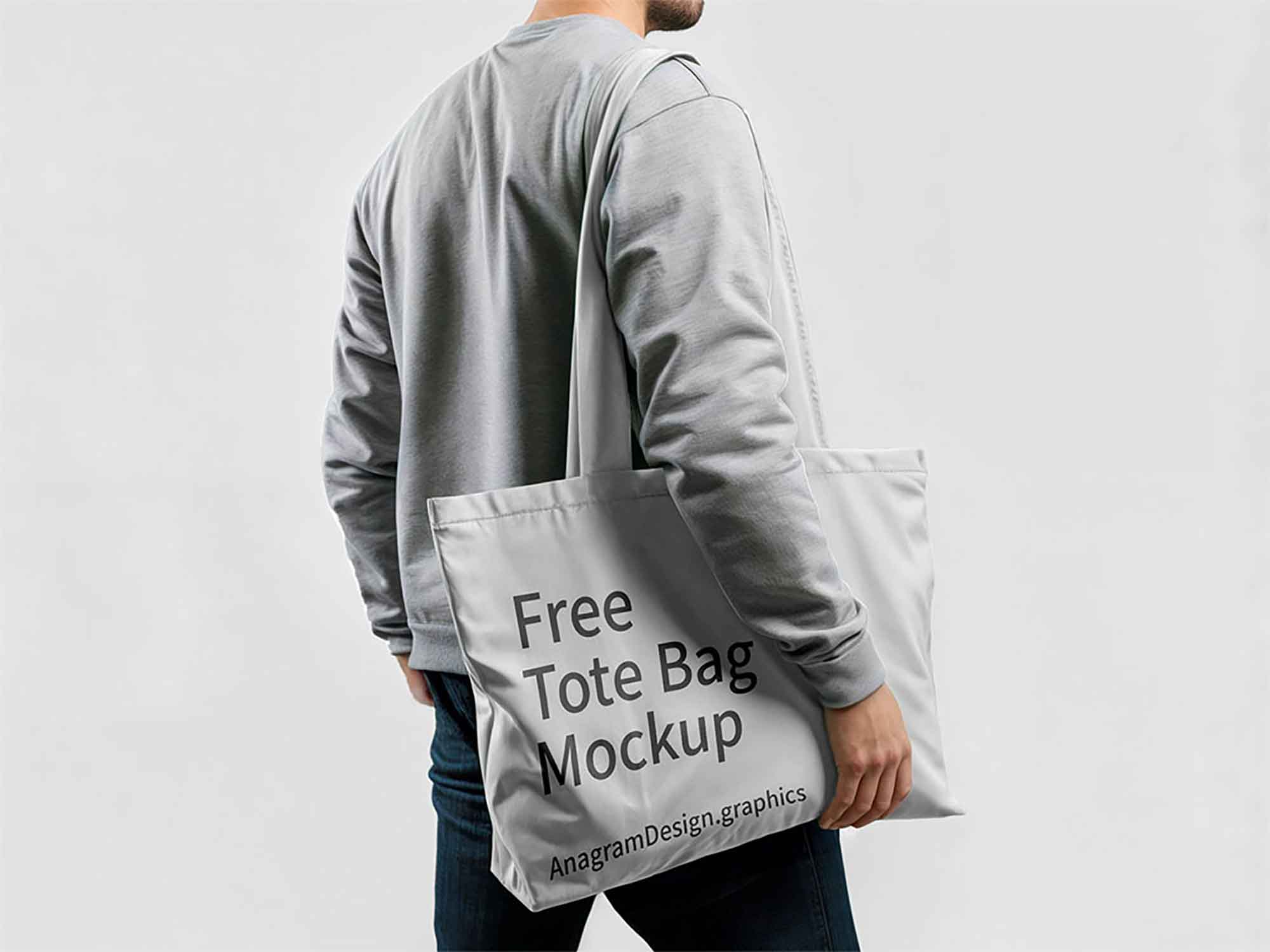 Man Carrying Tote Bag Mockup