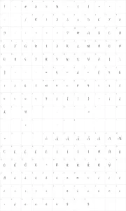 Mapa de caracteres da fonte Marcellina Script