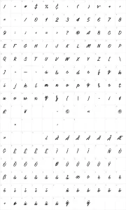 Mapa de caracteres da fonte Mark My Words