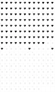 Mapa de caracteres da fonte Mashy Valentine