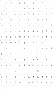 Mapa de caracteres da fonte Maternellecolor Cursive Case