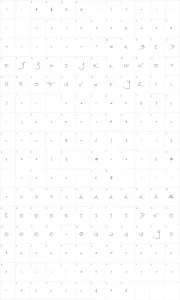 Mapa de caracteres da fonte Mathilde