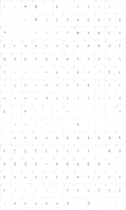 Mapa de caracteres da fonte Matt Serif