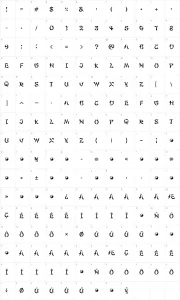 Mapa de caracteres da fonte Maximage Gimbadong