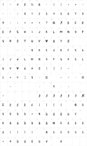 Mapa de caracteres da fonte MB BlackBook Type