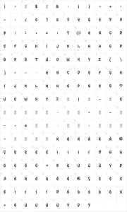 Mapa de caracteres da fonte MB Forever Raw