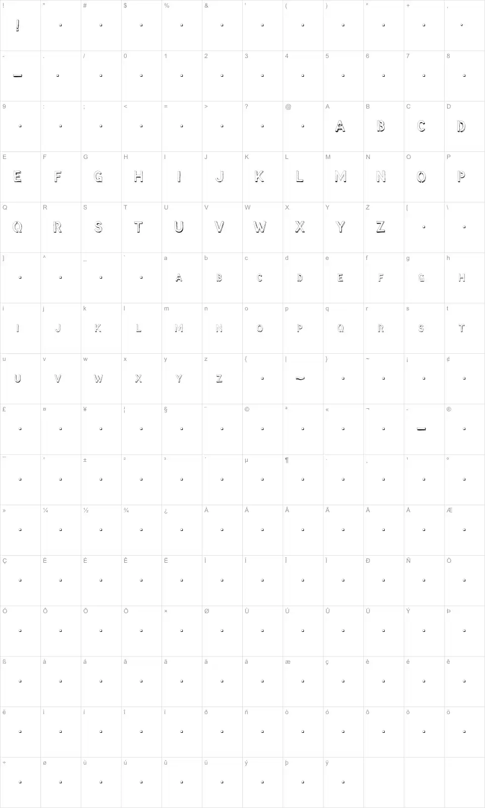 Mapa de caracteres da fonte McCoy - Hello Lori