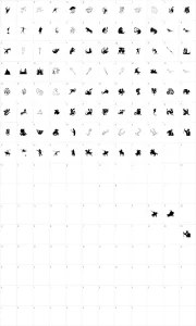 Mapa de caracteres da fonte Mediaeval Bats