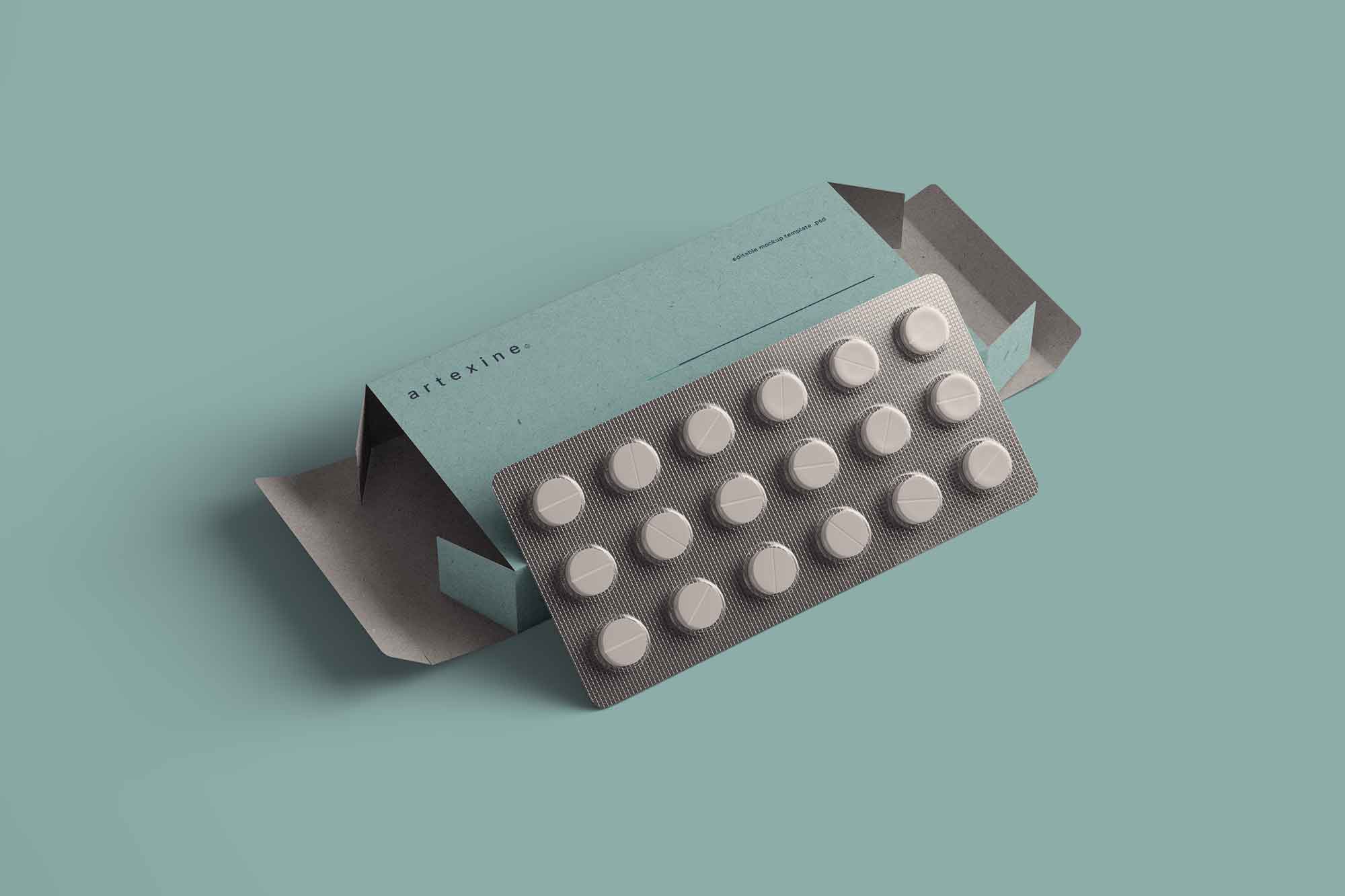 Medicine Box Packaging Mockup