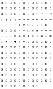 Mapa de caracteres da fonte Medieval Dingbats