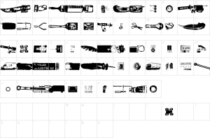 Mapa de caracteres da fonte Melkein Aito Kopio Font | 1001 Free Fonts