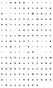 Mapa de caracteres da fonte Metalstorm