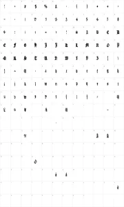 Mapa de caracteres da fonte Metamorphose Requiem