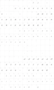 Mapa de caracteres da fonte Midnight Valentine