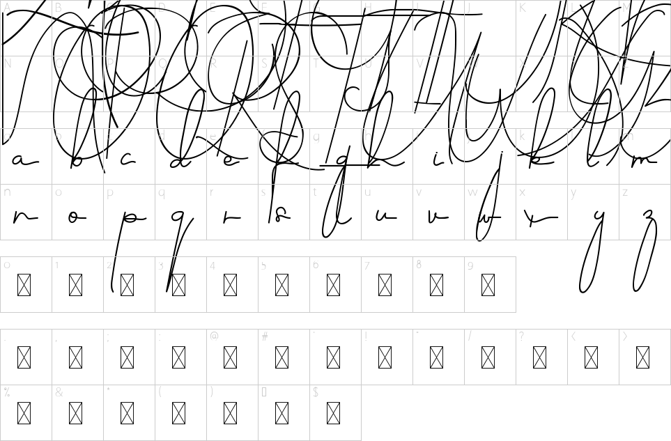 Mapa de caracteres da fonte Mighty Duck Font | 1001 Free Fonts