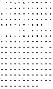 Mapa de caracteres da fonte Minecraft Evenings
