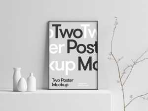 Minimal Poster on Table Mockup (PSD)