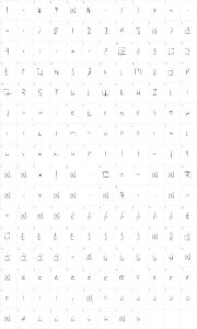 Mapa de caracteres da fonte !Misqot