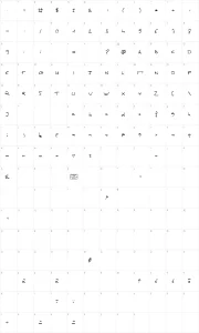 Mapa de caracteres da fonte Miss Claude