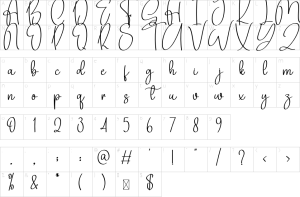 Mapa de caracteres da fonte Misterlatter Font | 1001 Free Fonts