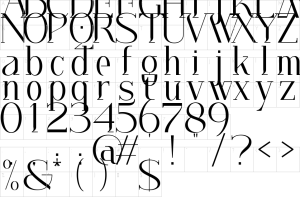 Mapa de caracteres da fonte Mitoga Display Font | 1001 Free Fonts