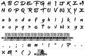 Mapa de caracteres da fonte Mitshuka Font | 1001 Free Fonts