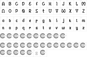 Mapa de caracteres da fonte Mizunami Font | 1001 Free Fonts