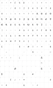 Mapa de caracteres da fonte MK Broken Types