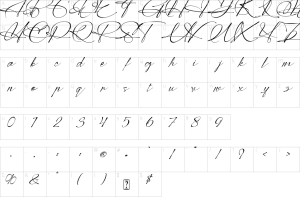 Mapa de caracteres da fonte Modern Signature Font | 1001 Free Fonts