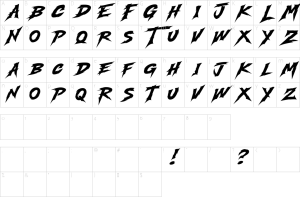 Mapa de caracteres da fonte Modern Thrash Font | 1001 Free Fonts