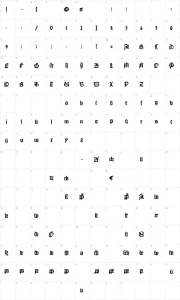 Mapa de caracteres da fonte Monks Writing