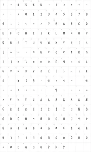 Mapa de caracteres da fonte Mono Spatial