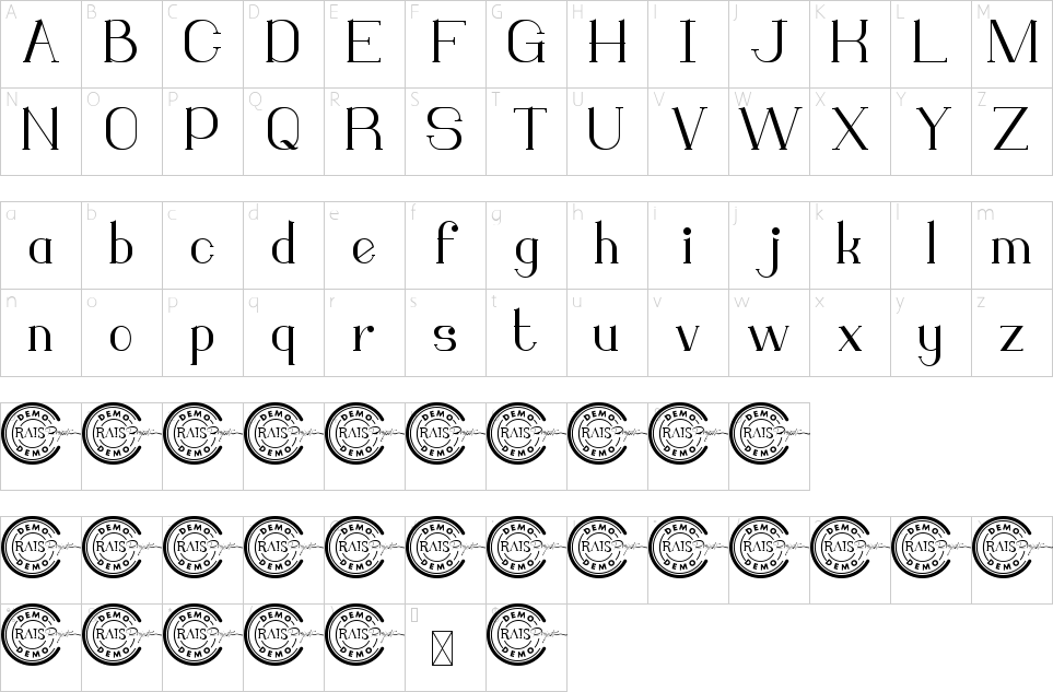 Mapa de caracteres da fonte Monodic Font | 1001 Free Fonts