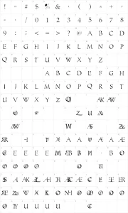 Mapa de caracteres da fonte Monograms Toolbox
