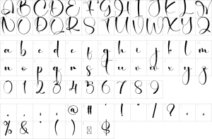 Mapa de caracteres da fonte Montbel Font | 1001 Free Fonts
