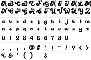 Mapa de caracteres da fonte Monthstage Font | 1001 Free Fonts