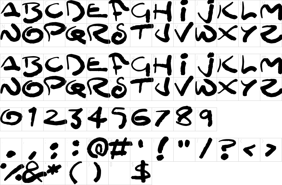 Mapa de caracteres da fonte Moomoo Font | 1001 Free Fonts