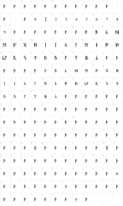 Mapa de caracteres da fonte Moon Runes