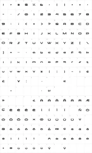 Mapa de caracteres da fonte Moonhouse