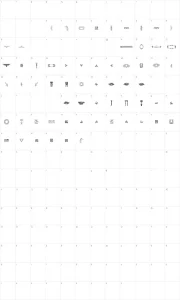 Mapa de caracteres da fonte Mortised Ornaments Free Two