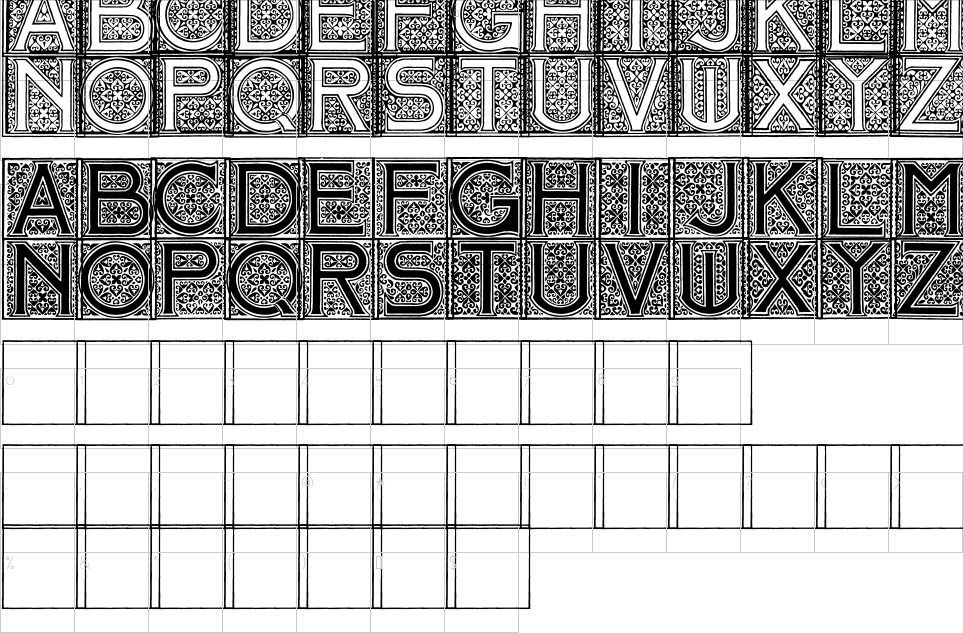Mapa de caracteres da fonte Mosaic Font | 1001 Free Fonts