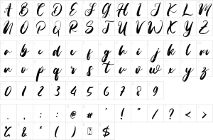 Mapa de caracteres da fonte Mother Sister Font | 1001 Free Fonts