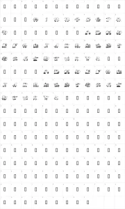 Mapa de caracteres da fonte Motoring