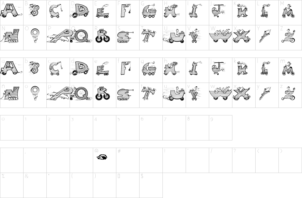 Mapa de caracteres da fonte Moving Letters Font | 1001 Free Fonts