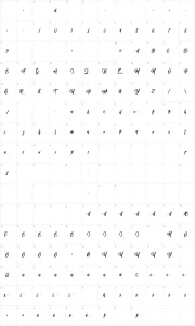 Mapa de caracteres da fonte Moving Skate