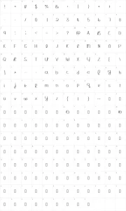 Mapa de caracteres da fonte MRF Hello Fall