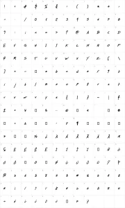 Mapa de caracteres da fonte MT Matto Script