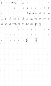 Mapa de caracteres da fonte MTF Under Your Skin
