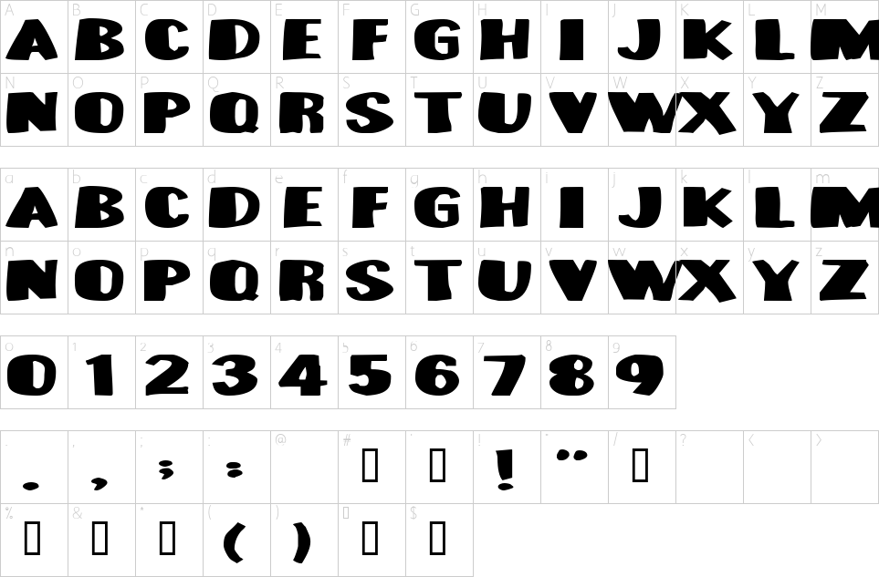 Mapa de caracteres da fonte Munster Bash Font | 1001 Free Fonts